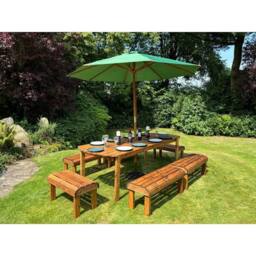 Charles Taylor Knights Ten Seater Garden Furniture Table Set - Fully Assembled in Light Brown - thumbnail 5