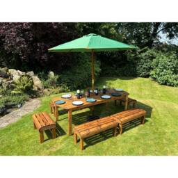 Charles Taylor Knights Ten Seater Garden Furniture Table Set - Fully Assembled in Light Brown - thumbnail 3