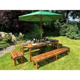 Charles Taylor Knights Ten Seater Garden Furniture Table Set - Fully Assembled in Light Brown - thumbnail 4