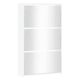 Berkfield Home Shoe Cabinet with Mirror 3-Layer High Gloss White 63x17x102.5 cm - thumbnail 3