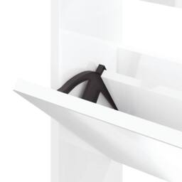 Berkfield Home Shoe Cabinet with Mirror 3-Layer High Gloss White 63x17x102.5 cm - thumbnail 6