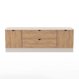 Ready Assembled 2 U Norway 2 Door 2 Drawer Superwide TV Unit (Ready Assembled) in Beige - thumbnail 2