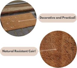 Marco Paul Tan Coir Paw Prints Nonslip Doormat 45x75cm in Brown - Size: Medium - thumbnail 5