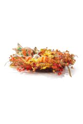 Living and Home 50cm Halloween Artificial Pumpkin Berry String Maple Leaf PVC Decorative Wreath in Orange - thumbnail 4