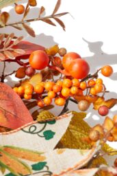 Living and Home 50cm Halloween Artificial Pumpkin Berry String Maple Leaf PVC Decorative Wreath in Orange - thumbnail 7