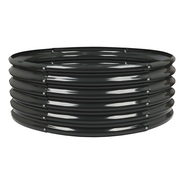 Harbour Housewares Raised Garden Bed - Round Bottomless Galvanised Steel Planter 120 x 45cm in Black - Size: 120 x 45 cm - image 1