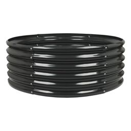 Harbour Housewares Raised Garden Bed - Round Bottomless Galvanised Steel Planter 120 x 45cm in Black - Size: 120 x 45 cm - thumbnail 1