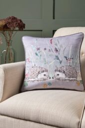 Dreams & Drapes 'Colville Hedgehog' Velvet Filled Cushion in Grey - Size: 43 cm x 43 cm - thumbnail 1