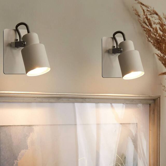 Wyld and Coco Set of 2 White Metal Swing-Arm Wall Lamps 1-Light Cone Shade - image 1