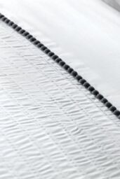 Serene 'Pom Pom' Embellished Trim Duvet Cover Set in Grey - Size: Double - thumbnail 2