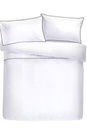 Serene 'Pom Pom' Embellished Trim Duvet Cover Set in Grey - Size: Double - thumbnail 3