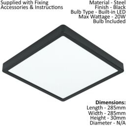 Loops Wall Flush Ceiling Light Colour Black Shade White Plastic Bulb LED 20W Included - thumbnail 2