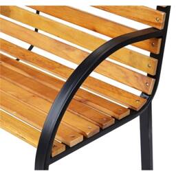Nordara 2 Seater Garden Bench Metal Frame Wooden in Brown - Size: 100 cm x 60 cm - thumbnail 6