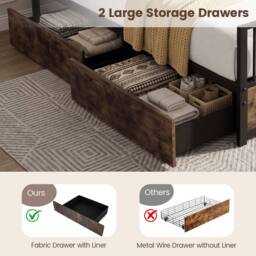 Costway Industrial Platform Bed with Headboard & Footboard in Brown - thumbnail 9