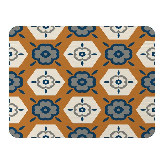 Benjamin Tate Design Rust Orange With Gray Navy Blue & Beige Blanket in Natural - Size: 120 cm x 150 cm - image 1