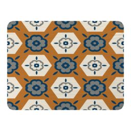 Benjamin Tate Design Rust Orange With Gray Navy Blue & Beige Blanket in Natural - Size: 120 cm x 150 cm - thumbnail 1
