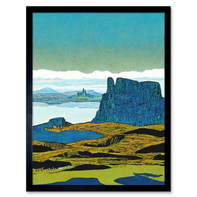 "Artery8 Wall Art Print The Storr Isle Of Skye Scottish Landscape Art Framed in Black - Size: W12"" x H16""" - image 1