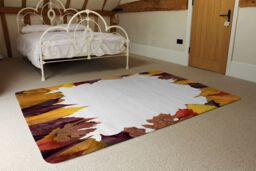 Benjamin Tate Design Orange & Purple Autumn Designer Rug in Natural - Size: Large - thumbnail 3