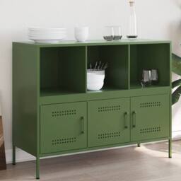 Berkfield Home Sideboard Olive Green 100.5x39x79 cm Steel - thumbnail 2