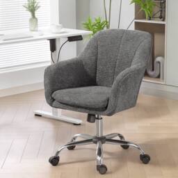 STILVORA Grey Velvet-Feel Office Chair with Rocking Motion - thumbnail 2