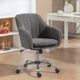STILVORA Grey Velvet-Feel Office Chair with Rocking Motion - thumbnail 4