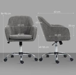 STILVORA Grey Velvet-Feel Office Chair with Rocking Motion - thumbnail 3
