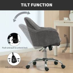 STILVORA Grey Velvet-Feel Office Chair with Rocking Motion - thumbnail 8