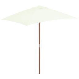 Berkfield Home Outdoor Parasol with Wooden Pole 150x200 cm Sand in Beige