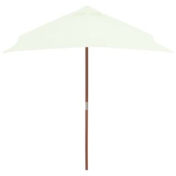 Berkfield Home Outdoor Parasol with Wooden Pole 150x200 cm Sand in Beige - thumbnail 3