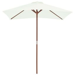 Berkfield Home Outdoor Parasol with Wooden Pole 150x200 cm Sand in Beige - thumbnail 2