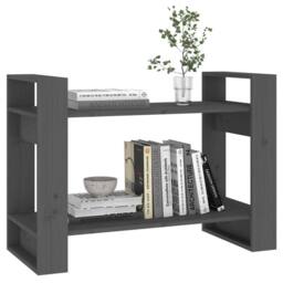 Berkfield Home Beautiful Book Cabinet/Room Divider Grey 80x35x56.5 cm Solid Wood Pine - thumbnail 4