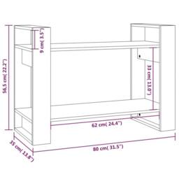 Berkfield Home Beautiful Book Cabinet/Room Divider Grey 80x35x56.5 cm Solid Wood Pine - thumbnail 8