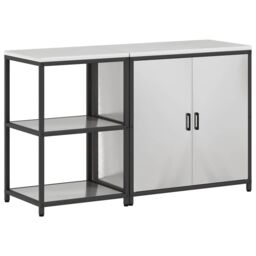 Berkfield Home with Shelf with Storage Adjustable 2 pcs Stainless steel in Silver - thumbnail 2