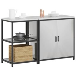 Berkfield Home with Shelf with Storage Adjustable 2 pcs Stainless steel in Silver - thumbnail 3