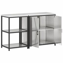 Berkfield Home with Shelf with Storage Adjustable 2 pcs Stainless steel in Silver - thumbnail 7