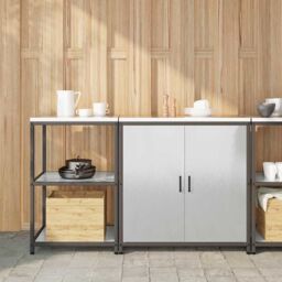 Berkfield Home with Shelf with Storage Adjustable 2 pcs Stainless steel in Silver - thumbnail 1