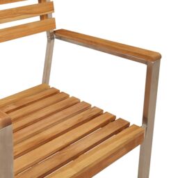 Berkfield Home Stacking Garden Chairs 6 pcs 54.5x56x89 cm Solid Wood Teak in Brown - thumbnail 8