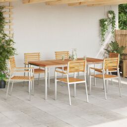 Berkfield Home Stacking Garden Chairs 6 pcs 54.5x56x89 cm Solid Wood Teak in Brown - thumbnail 3