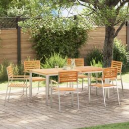 Berkfield Home Stacking Garden Chairs 6 pcs 54.5x56x89 cm Solid Wood Teak in Brown - thumbnail 1