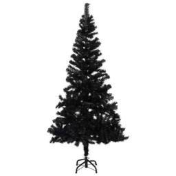 Berkfield Home Beautiful Artificial Pre-lit Christmas Tree with Ball Set Black 1 - thumbnail 3