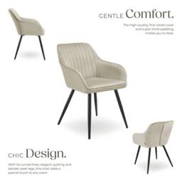 tectake Dining Chair Marilyn Set Of 6 - Cream/Black in Cream - Size: 6 Pack - thumbnail 3