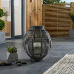 Garden Greatness Rattan Effect Solar Candle Lantern in Beige - Size: 1 Pack - thumbnail 2