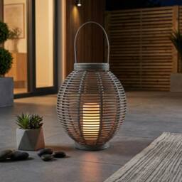 Garden Greatness Rattan Effect Solar Candle Lantern in Beige - Size: 1 Pack - thumbnail 1