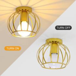 COMELY Vintage Ceiling Light, Semi Flush Mount Gold Ceiling Light, Base E27 - thumbnail 8