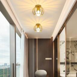 COMELY Vintage Ceiling Light, Semi Flush Mount Gold Ceiling Light, Base E27 - thumbnail 4