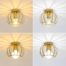 COMELY Vintage Ceiling Light, Semi Flush Mount Gold Ceiling Light, Base E27 - thumbnail 5