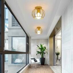 COMELY Vintage Ceiling Light, Semi Flush Mount Gold Ceiling Light, Base E27 - thumbnail 3
