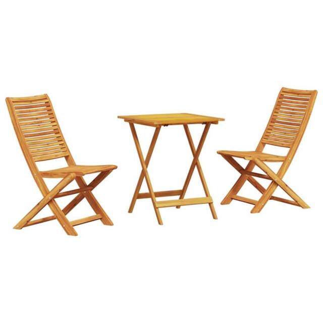 Berkfield Home 3-Piece Folding Bistro Set - Solid Acacia Wood in Brown - image 1
