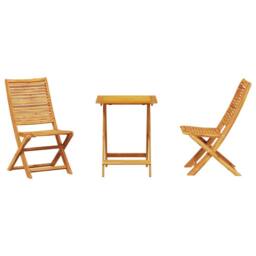 Berkfield Home 3-Piece Folding Bistro Set - Solid Acacia Wood in Brown - thumbnail 7