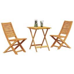 Berkfield Home 3-Piece Folding Bistro Set - Solid Acacia Wood in Brown - thumbnail 3